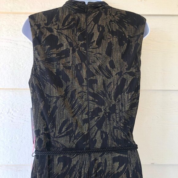 NWT! Tahari Size 10 Beautiful Sleeveless Black/ Gold Jumpsuit - Picture 13 of 16